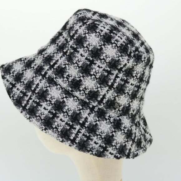 CHANEL COCO Mark Hat Wool S White Black CC Auth am4943 main image 7